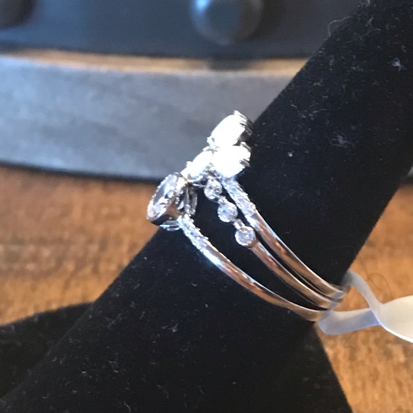 Sterling Silver Opal Stacking Ring Set - Picture 2 of 3